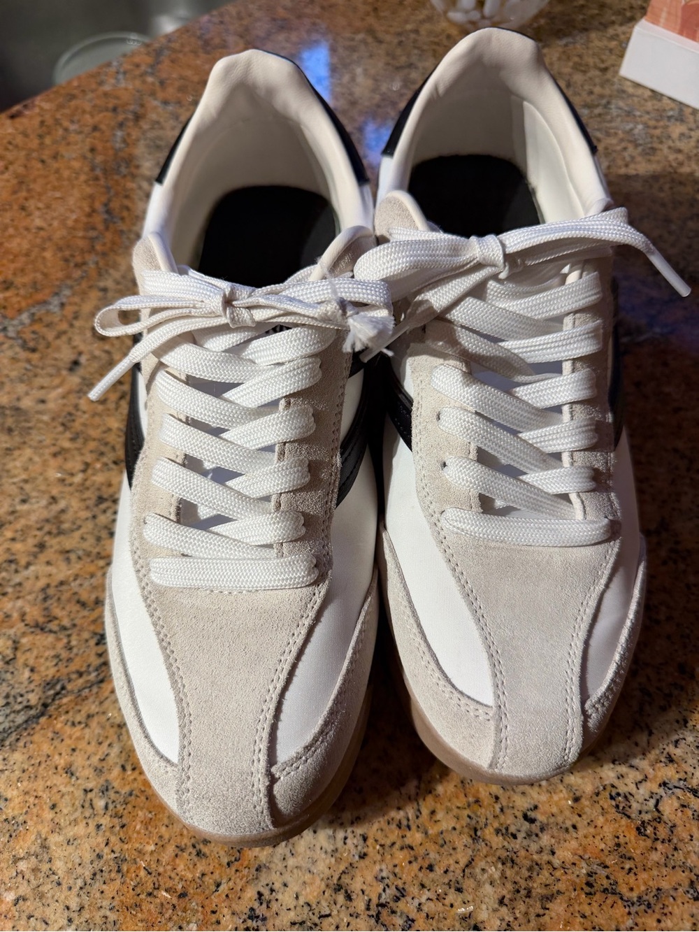 Tretorn Kristine White and Beige Women's Retro Lace-Up Sneakers